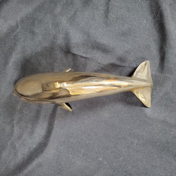 VTG Solid Brass Dolphin Figurine Coastal Nautical Decor Polished Brass Ocean Ani - Picture 11 of 16